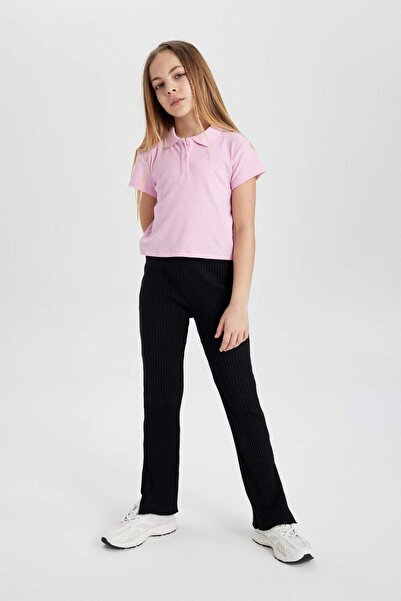 DeFacto Dívčí kalhoty Flare Fit žebrované košilkové kalhoty Z8781A624Sm