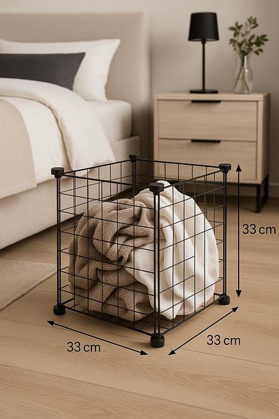 FERONYA Metal Wire Storage Basket 33X33X33 cm Disassembled Installation, Organizer Box, Toy and Clothes Storage