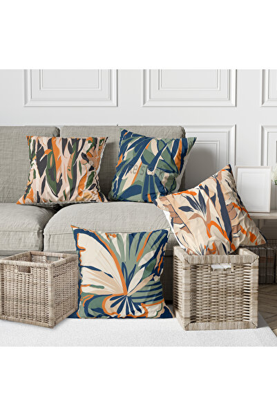 Alkan Homes 4-Piece Combination Modern Patterned Digital Printed Throw Pillow...