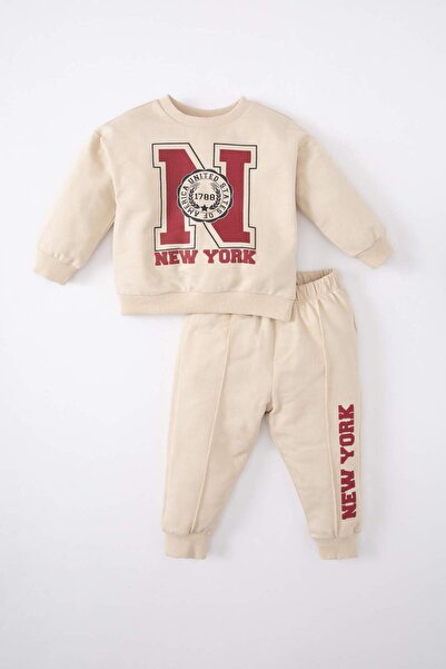 DeFacto Erkek Bebek Baskılı Sweatshirt Eşofman Altı 2li Takım C2392A524SP