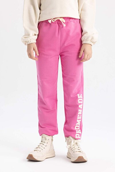 DeFacto Girls' Printed Jogger Sweatpants with Laced Waist and Elastic Leg Pockets B5321A824Sp