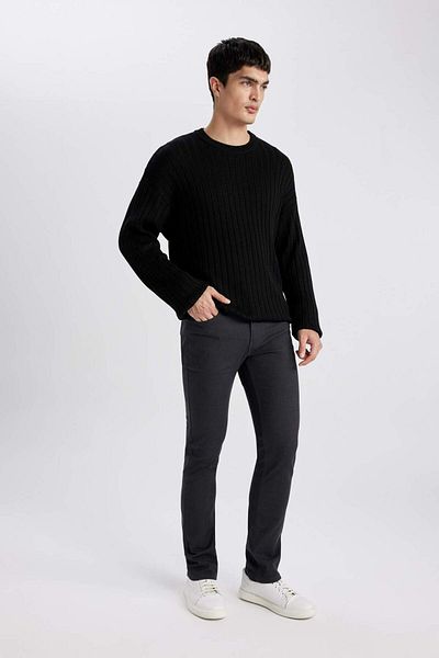 DeFacto Pulover de tricotaj simplu de bază Relax Fit Crew Neck B9723AX24SP