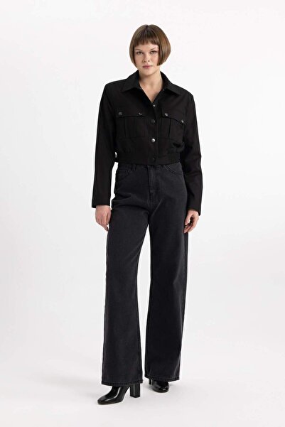 DeFacto Shirt Collar Basic Plain Snap Pocket Bomber Jacket C2320Ax24Sp