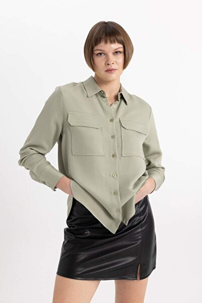 DeFacto Regular Fit Dokulu Uzun Kollu Gömlek T6889AZ24SP