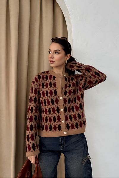 İLKCET MODA Pitikare Pattern Knitwear Women's Cardigan