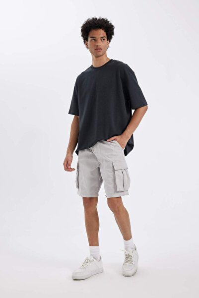 DeFacto Oversize Wide Fit Crew Neck Short Sleeve Basic Solid Heavy Fabric T-Shirt X3926Az24Sp