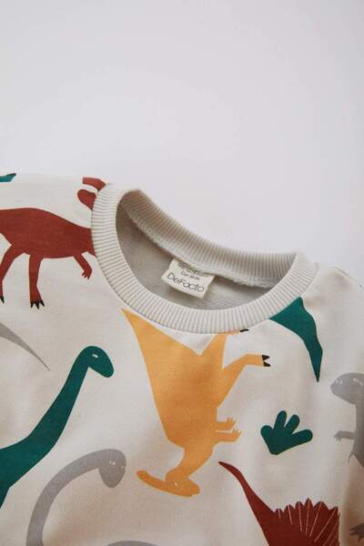 DeFacto Baby Boy 2 Piece Set Dinosaur Printed Crew Neck Sweatshirt Sweatpants B9496A524Sp