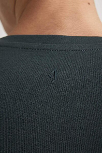 DeFacto Comfort Regular Fit Comfortable Fit Crew Neck Printed Short Sleeve Heavy Fabric T-Shirt B4221Ax24Sp