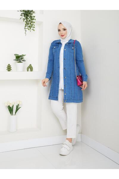 exxitcollection Jachetă de blugi pentru femei, elegantă, confortabilă, cu textura moale, cu buzunare