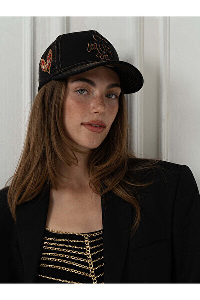 RustandRich The Indians Collection - Women's Men's Black/Gold Hat - Red Indian New Cap