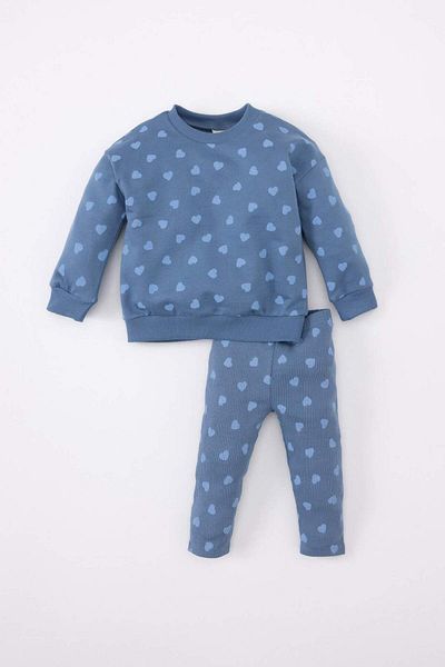 DeFacto Baby Girl Heart Patterned Sweatshirt Leggings 2 Piece Set B3118A524Sp