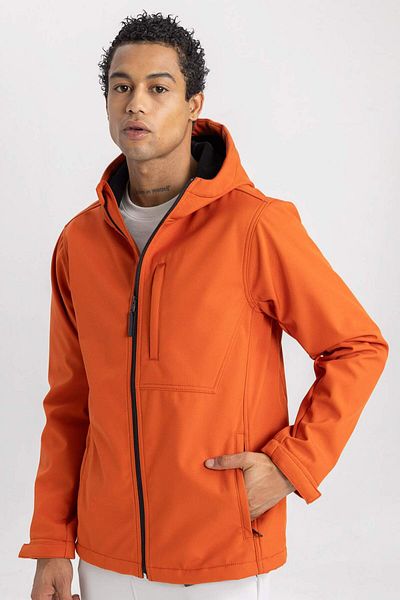 DeFacto Defactofit Softshell Coats Water Repellent Windproof Hooded Zipper Pocket C3071Ax24Sp