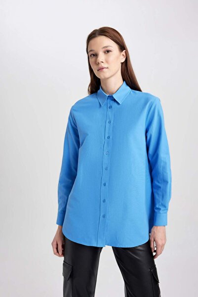 DeFacto Relax Fit Poplin Uzun Kollu Gömlek Tunik B8314AX24SP