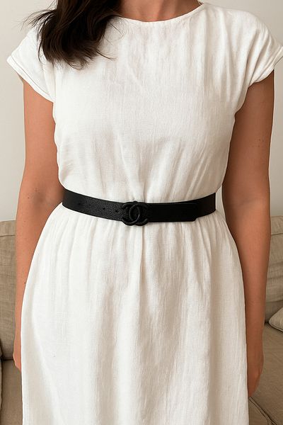 GLOW LUXE Black Belt with Stylish Buckle