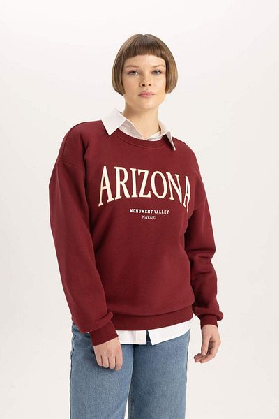 DeFacto Relax Fit Crew Neck University Printed Thick Fabric Sweatshirt C1927Ax23Wn