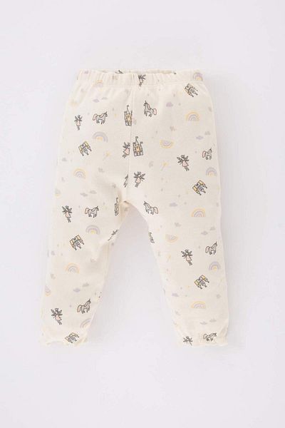 DeFacto Print Baby Girl Pajamas Set - Long Sleeve, Elastic Waist, Long Bottom B9234A524Sp
