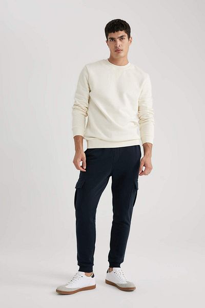 DeFacto Jogger Sweatpants Slim Fit Slim Fit Cargo Basic με τσέπες Απλή μέση με κορδόνια ελαστικό πόδι B4543AX23W