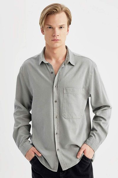 DeFacto Oversize Wide Fit Cotton Long Sleeve Shirt B5841Ax24Sp