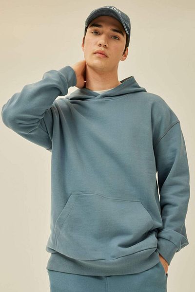 DeFacto 100% Cotton Comfort Regular Fit Comfortable Fit Hooded Kangaroo Pocket Basic Plain Sweatshirt B4446Ax24Sp