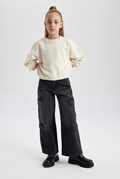 DeFacto Dívčí široké džínové kalhoty Cargo Wide Leg B9819A824SP