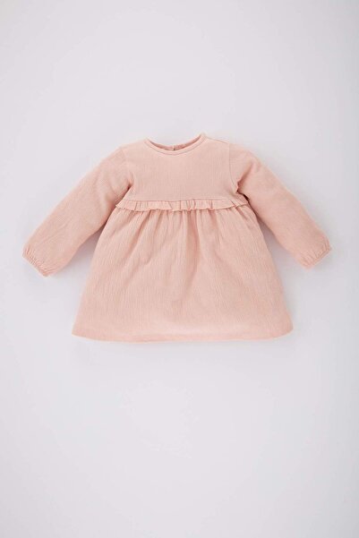 DeFacto Baby Girl Long Sleeve Basic Solid Dress B7753A524Sp