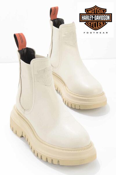 Harley Davidson Beige Leather Kadın Bot & Bootie Hd0777003103