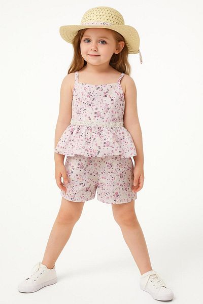 tny kids collection Hat 3-Piece Girl's Bottom-Top Set