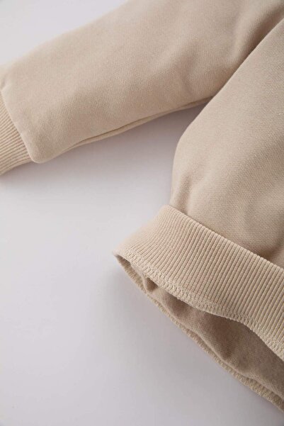 DeFacto Mikina pro chlapce s potiskem, kulatý výstřih, měkká chlupatá C2473A524SP