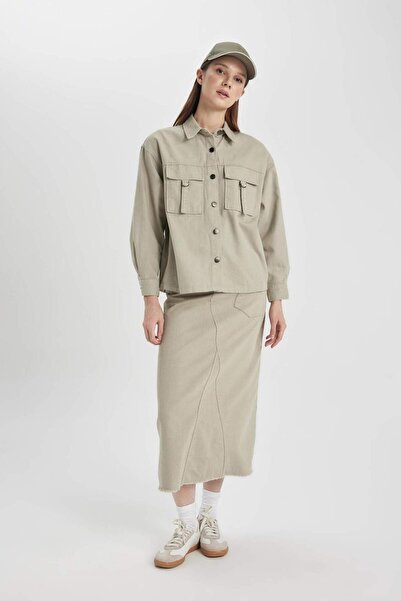 DeFacto A-Line Gabardine Long Skirt B8645Ax24Sp