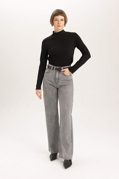 DeFacto Regular Fit Basic Plain Rib Langarm-Umstandsoberteil C1025AX23WN