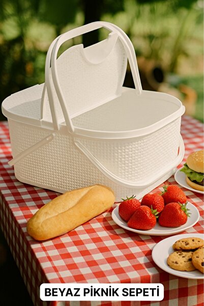 İ&A HOME BEYAZ PİKNİK SEPETİ 30LT.