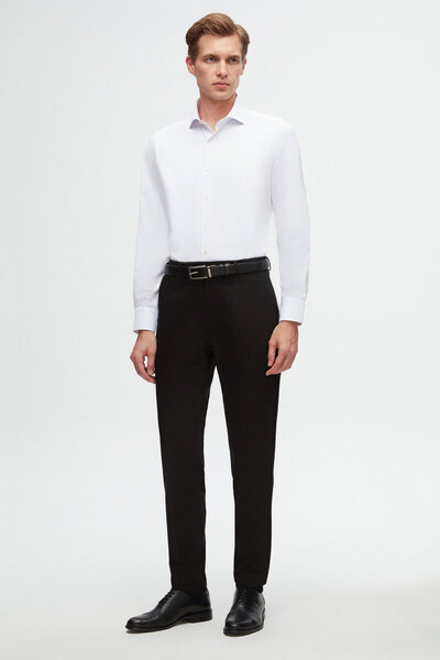 Twn Slim Fit Siyah Düz Sivri Yaka Viskonlu Takim Elbise