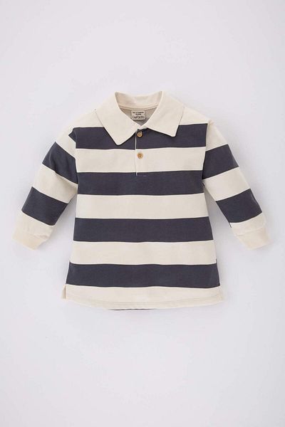 DeFacto Baby Girl Polo Neck Striped Long Sleeve Dress B9588A523Wn