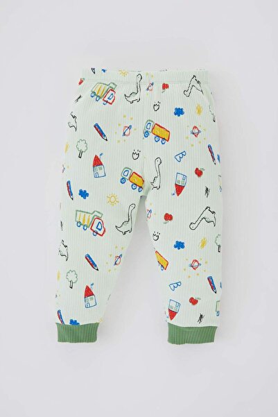 DeFacto Gemustertes Langarm-Pyjama-Set für Babys mit geripptem Leibchen B8783A524SP