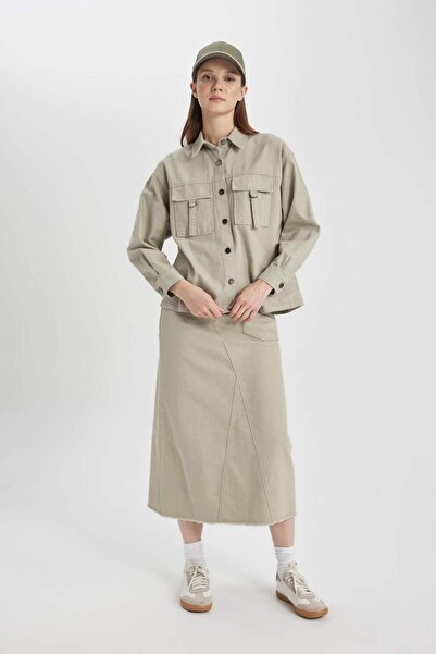 DeFacto A-Line Gabardine Long Skirt B8645Ax24Sp