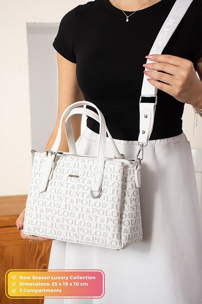 Just Polo Original Women's New Season 3 Compartment Luxury Soft Leather Adjustable Cross Column Strap Shoulder Bag