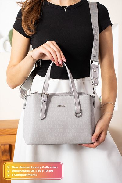 Just Polo Original Women's New Season 3 Compartment Luxury Soft Leather Adjustable Cross Column Strap Shoulder Bag