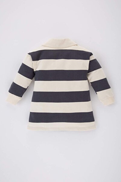 DeFacto Baby Girl Polo Neck Striped Long Sleeve Dress B9588A523Wn