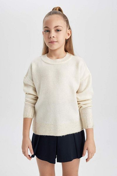 DeFacto Girl's Crew Neck Knitwear Sweater B4068A823Wn