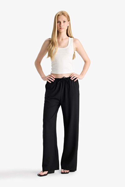 DeFacto Coool Wide Leg Geniş Bol Paça Pantolon Beli Lastikli Bağcıklı Cepli C1428AX23WN