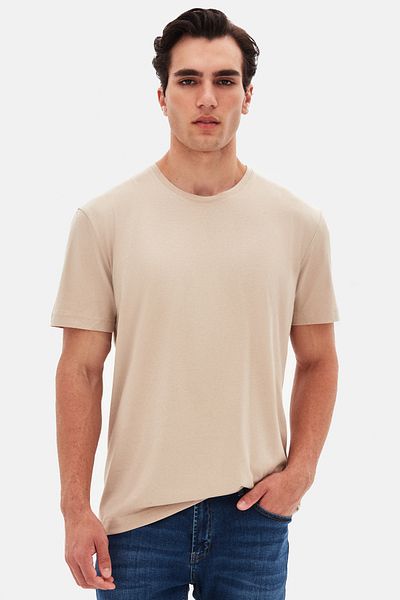 D'S Damat Ds Damat Comfort Beige 100% Cotton T-Shirt