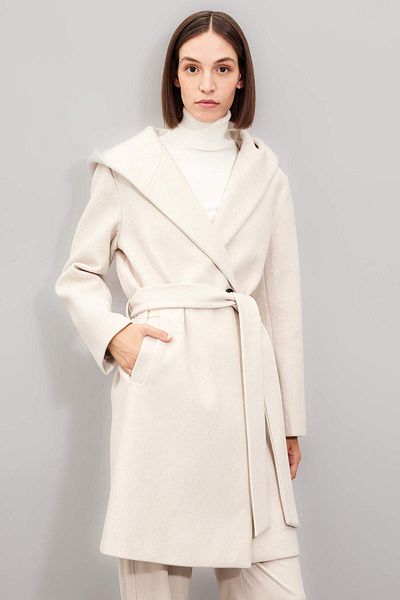 DeFacto Long Cashmere Coat Hooded Button Belt A0991Ax23Wn