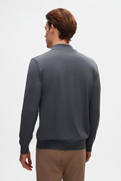 D'S Damat Πλεκτό πουλόβερ Ds Damat Regular Fit Ocean Blue βαμβακερό μείγμα Half Fisherman