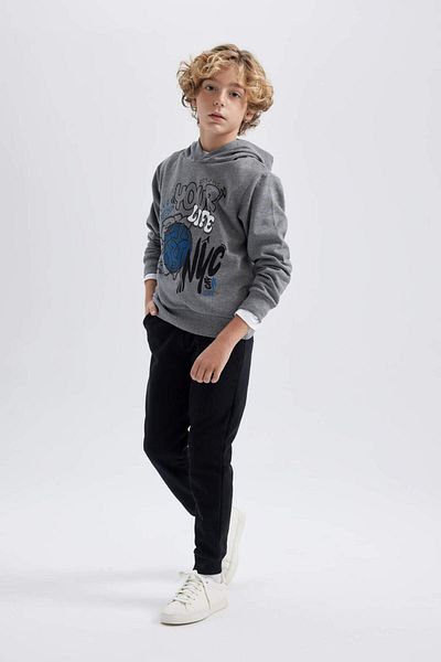 DeFacto Boys' 2-Piece Set Hooded Printed Sweatshirt Sweatpants B6660A823Wn