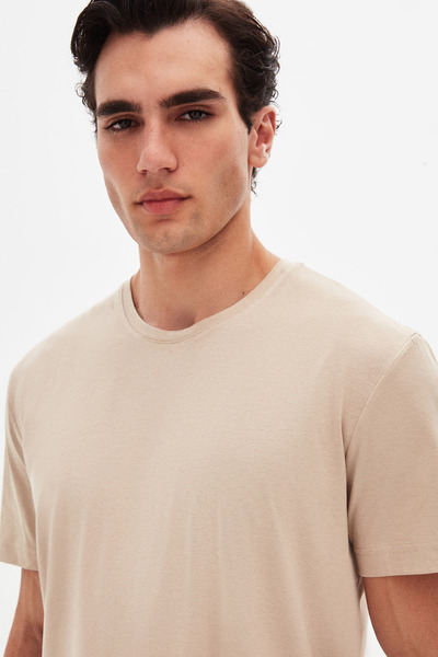D'S Damat Ds Damat Comfort Bej %100 Pamuk T-Shirt