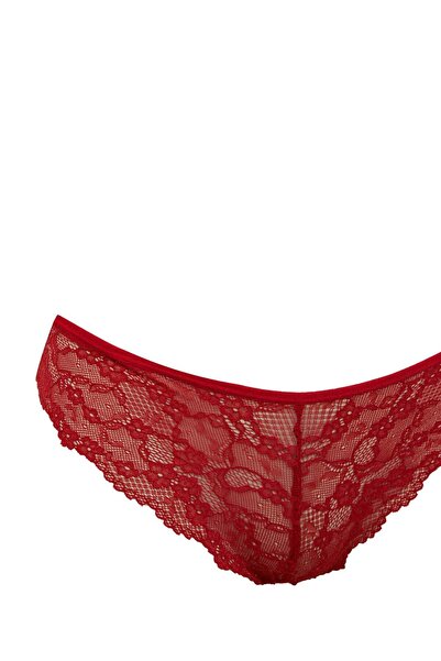 DeFacto Fall In Love Yılbaşı Temalı Kırmızı Dantel Brazilian Slip Külot
