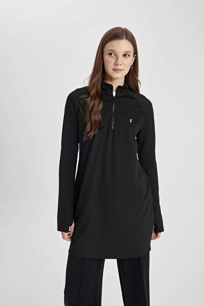 DeFacto DeFactoFit Long Fit stojací límeček Sportovní tričko s dlouhým rukávem s potiskem A7547AX23AU