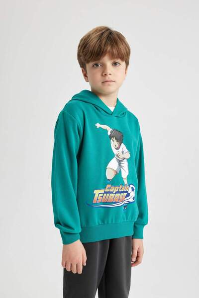 DeFacto Erkek Çocuk Captain Tsubasa Kapüşonlu Sweatshirt B3736A823WN