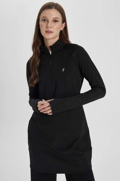 DeFacto DeFactoFit Long Fit stojací límeček Sportovní tričko s dlouhým rukávem s potiskem A7547AX23AU