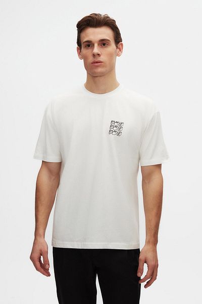 Twn Oversize White Printed 100% Cotton T-Shirt